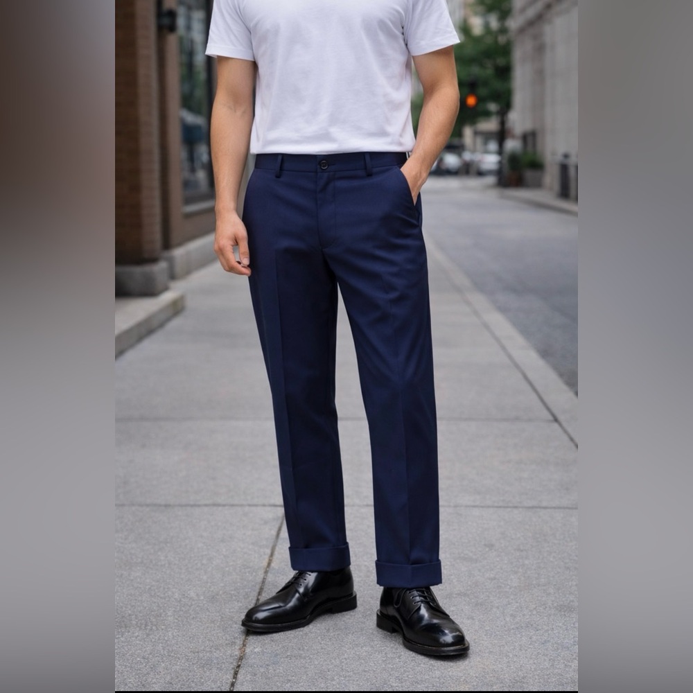 John W. Nordstrom Men's Navy Blue Cotton Khaki Pants 38X32 Smartcare $118